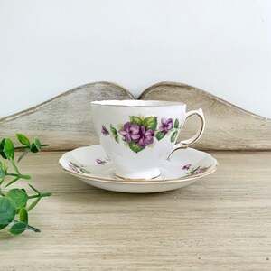 Vintage Royal Vale Teacup Saucer English Bone China Cottagecore Grandmillennial
